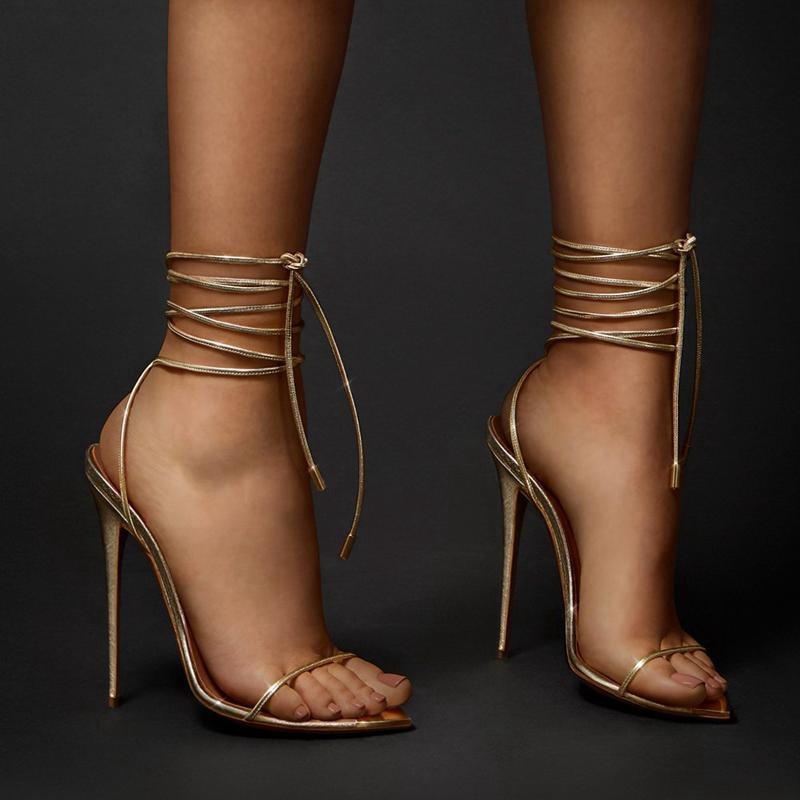 Women Ankle Strap Stiletto Thin High Heels Sandals