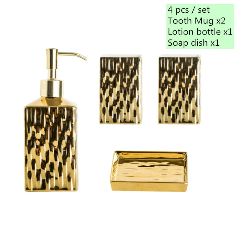 Gold & Silver Ceramic Bathroom Soap Dispenser