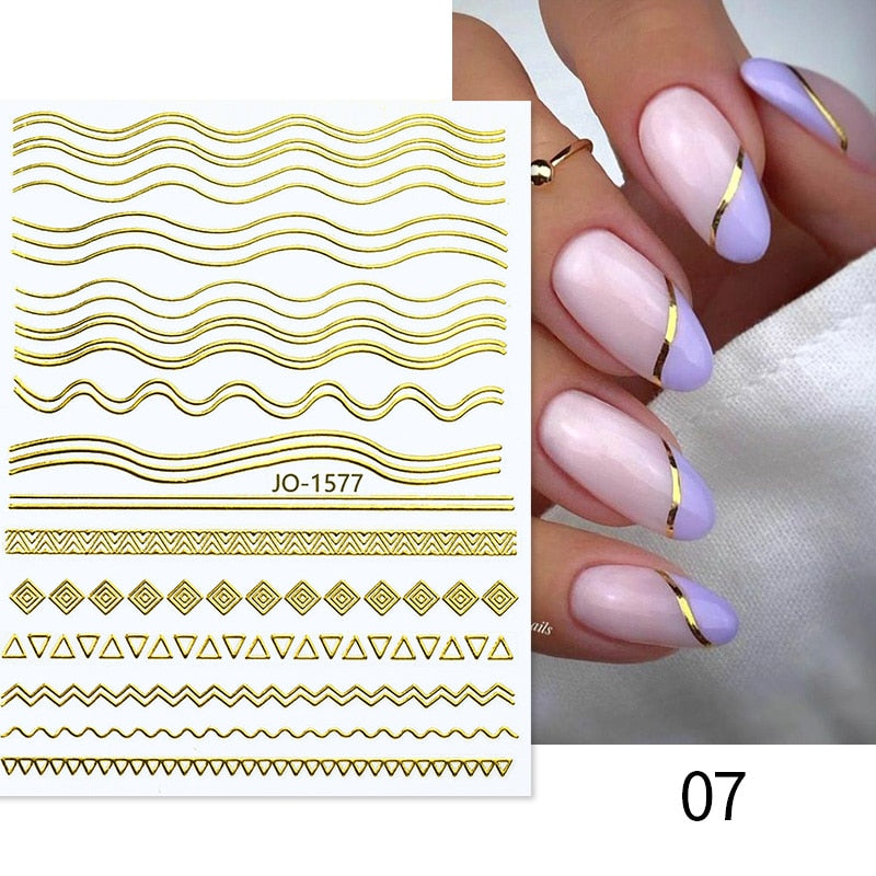 French Rose Gold Striping Tape Nail Design