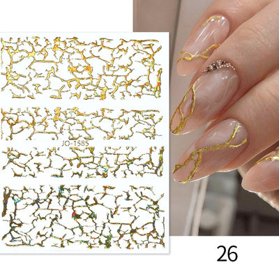 3D Gold Curve Stripe Line Nail Sticker