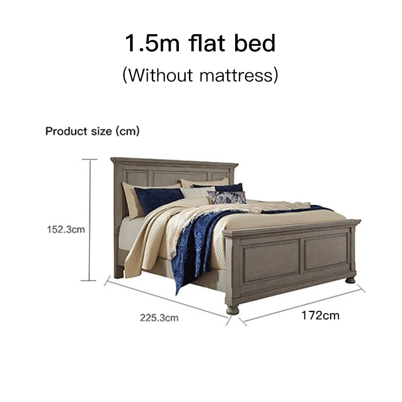 New American Style Solid Wood Retro Beds