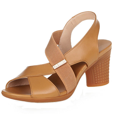 Mid Heel Peep Toe Back Strap Shoes