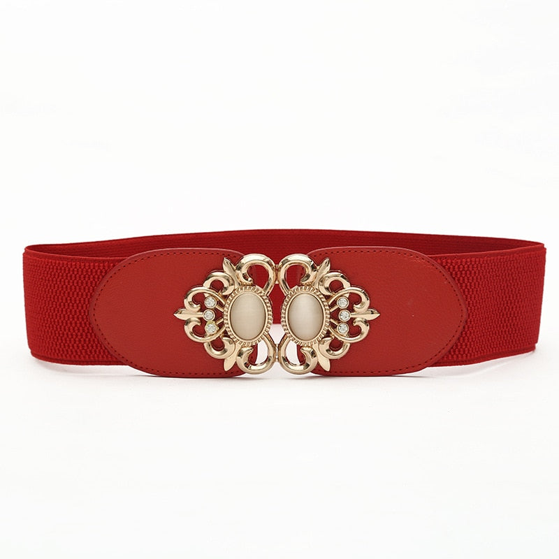 Luxury Ladies Wide Belt Elastic Buckle