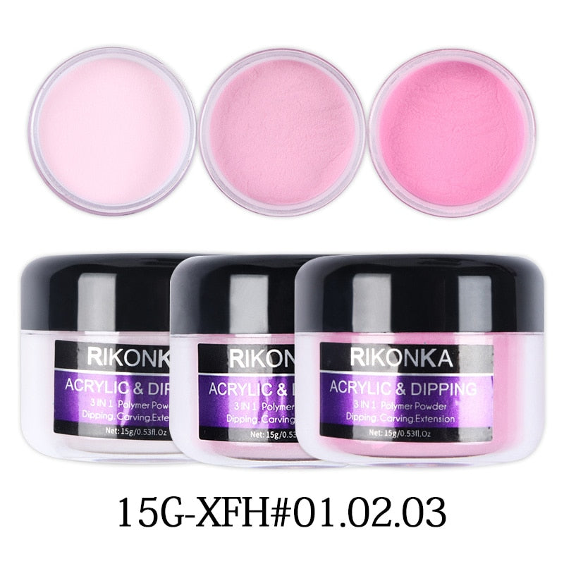 3Box/Set Pink Crystal Acrlic Powder Kit
