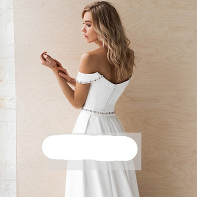 Elegant Off Shoulder Wedding Dress With Pocket