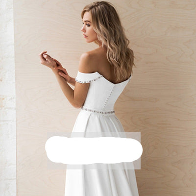 Elegant Off Shoulder Wedding Dress With Pocket