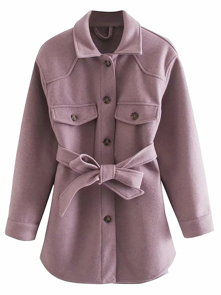 Down Collar Elegant Coat