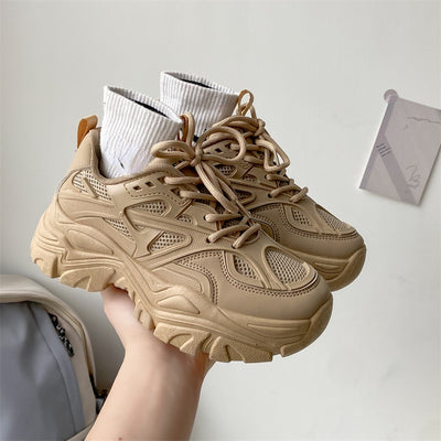 Heightening Women's Sneakers Thick Sole Casual Mesh Daddy Shoes Wedge Shoes 2022 New Breathable Sneakers Zapatillas Mujer