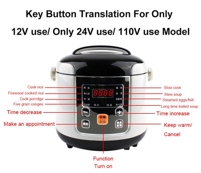 Smart Electric Pressure-Cooking Pot For Home, Car, Truck & Camping