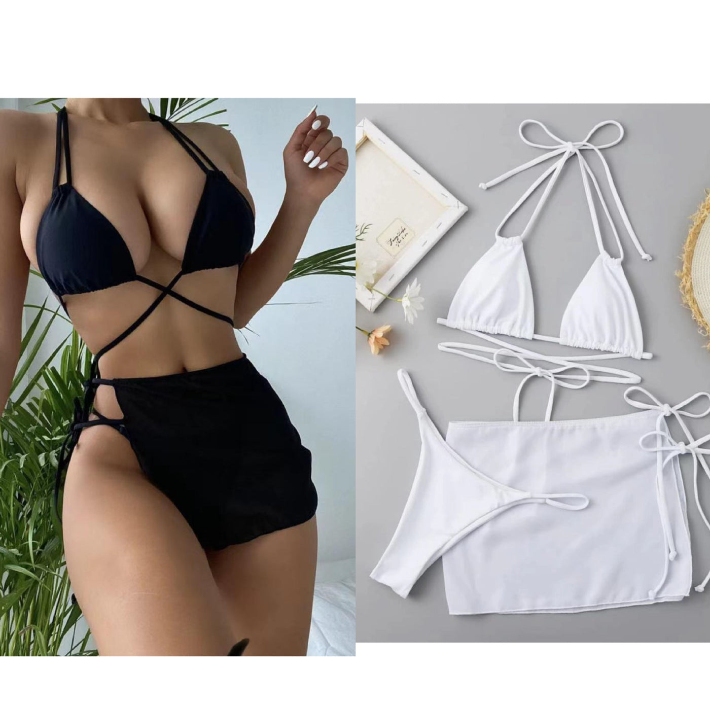 Sexy Bandage 3-Piece Swimsuit Set