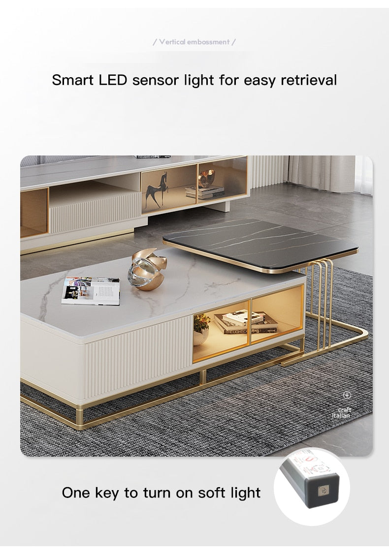 Light Luxury Tv Cabinet & Coffee Table Combination