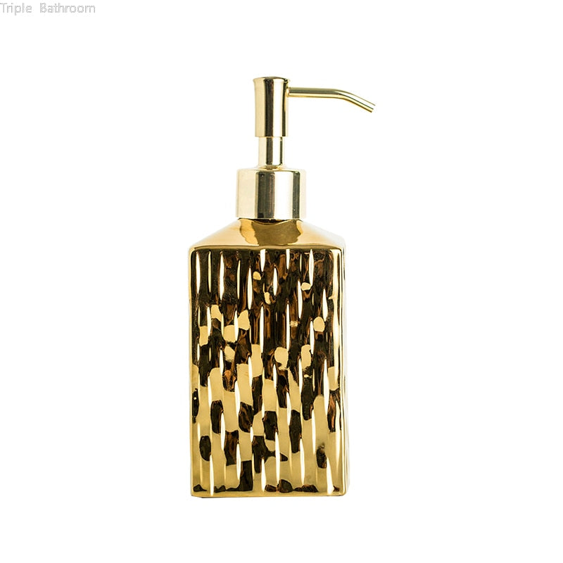 Gold & Silver Ceramic Bathroom Soap Dispenser