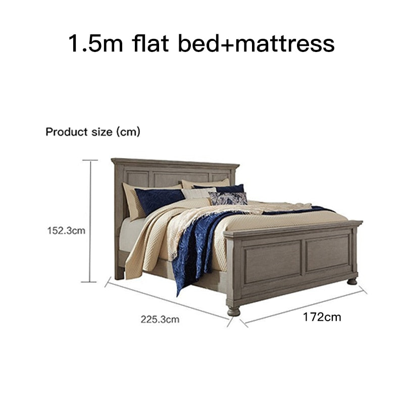 New American Style Solid Wood Retro Beds