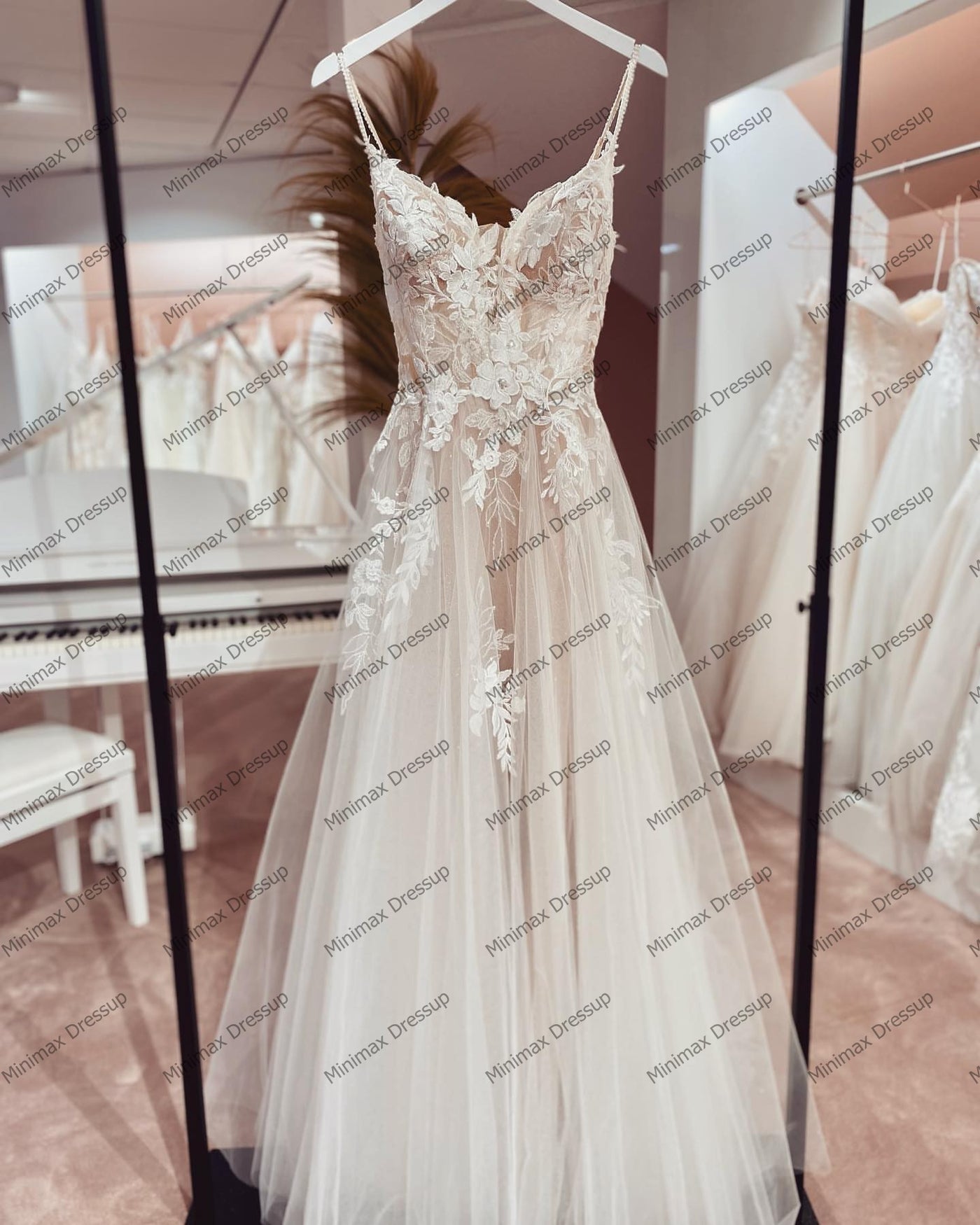 See Thru Tulle Appliques Wedding Dresses