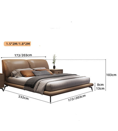 New luxury Real Leather Bed Modern Fashion