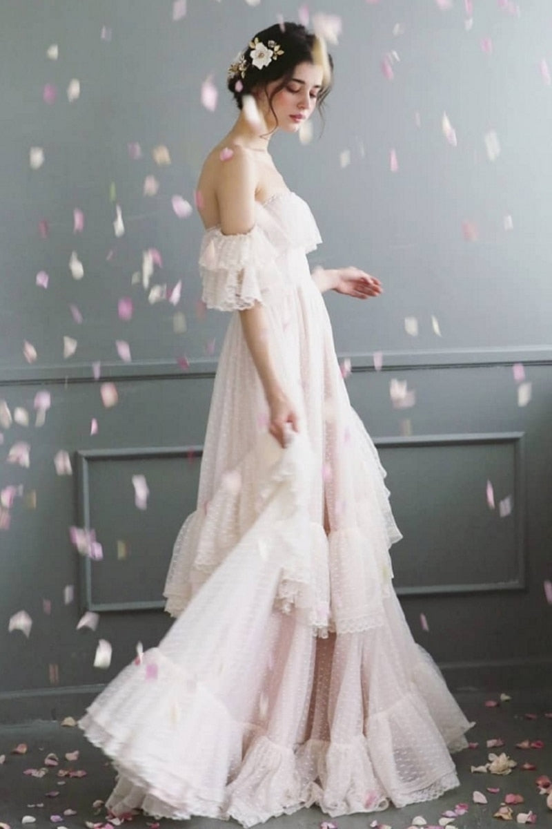 Off Shoulder Victorian Wedding Dress 2022