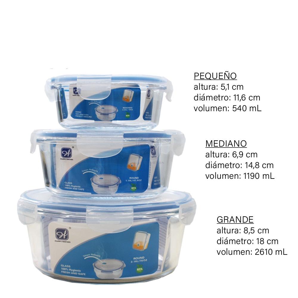 3 Pieces Glass Leak Proof Meal Prep Container