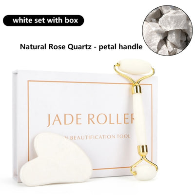 Natural Face-lift Massage Facial Jade Roller Makeup Kit - GiGezz