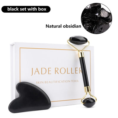 Natural Face-lift Massage Facial Jade Roller Makeup Kit - GiGezz