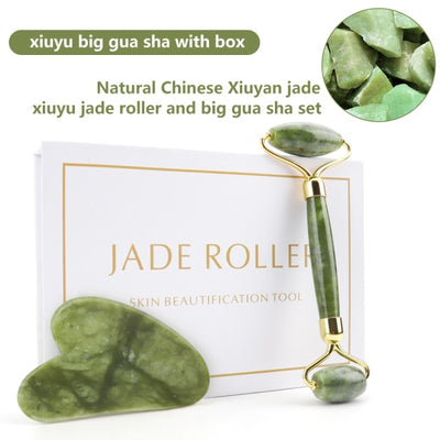 Natural Face-lift Massage Facial Jade Roller Makeup Kit - GiGezz