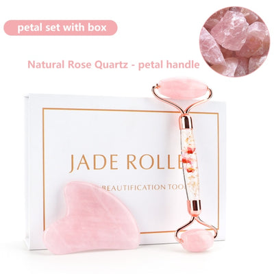 Natural Face-lift Massage Facial Jade Roller Makeup Kit - GiGezz